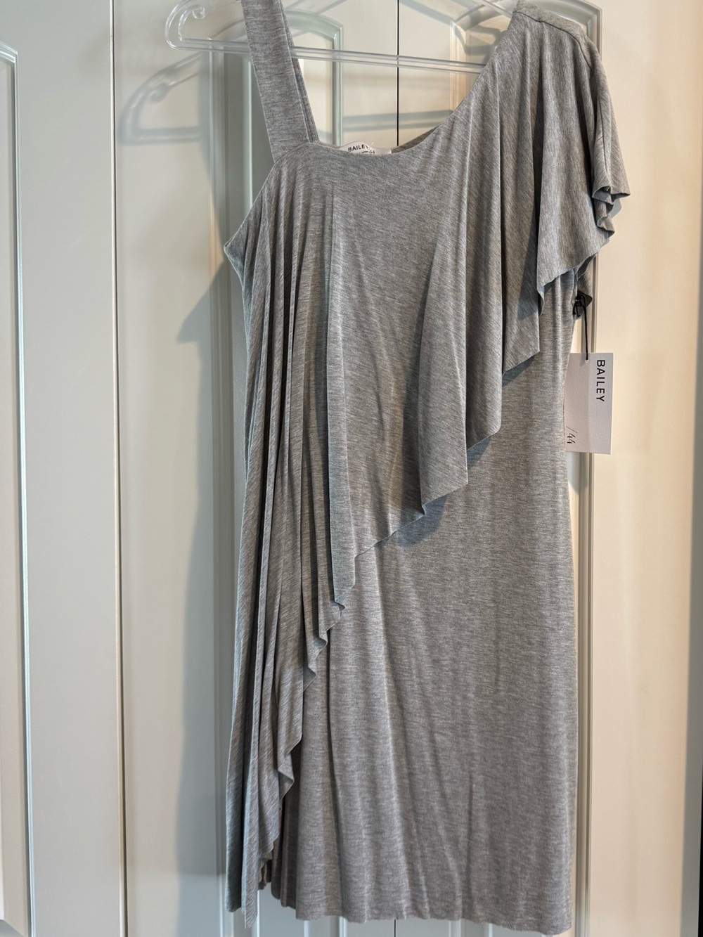 Bailey 44 One-Shoulder Ruffle Dress in Light Gray